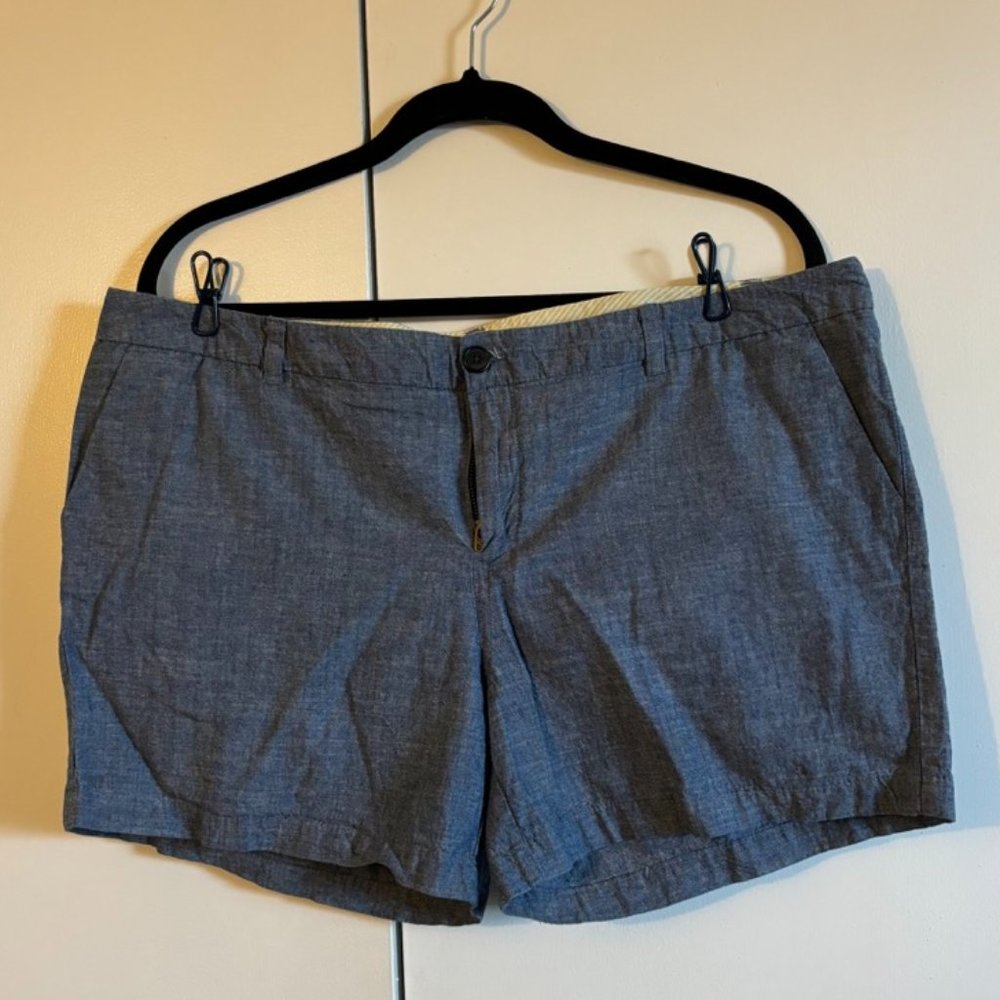 Merona Women's Blue Cotton Chambray Shorts 5” inseam